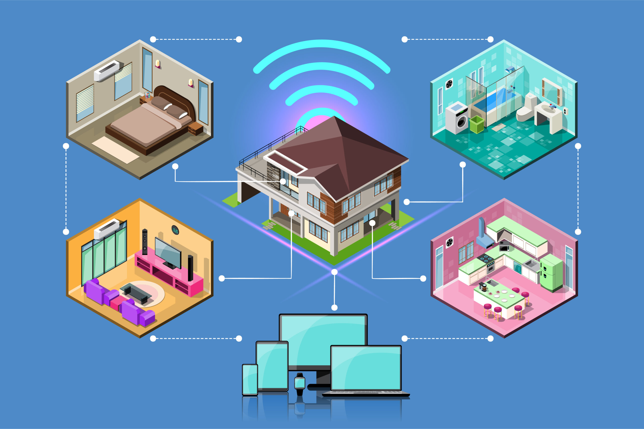 Rede WIFI instalada corretamente e o sinal funcionando corretamente em todos os cômodos da casa.